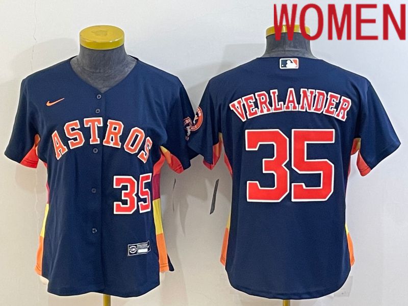Women Houston Astros #35 Verlander Blue Game Nike 2022 MLB Jerseys